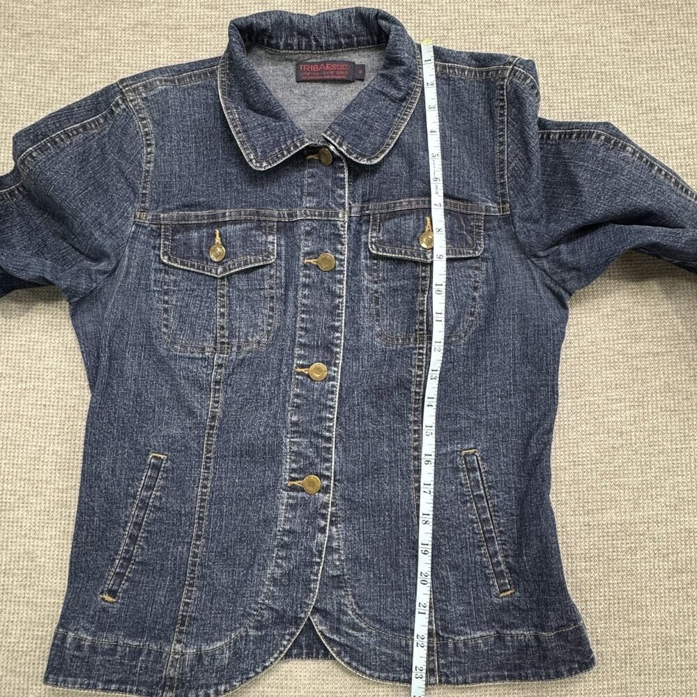 Tribal Denim Womens Blue Jean Jacket Size 8 Button Up Pockets Long Sleeve Collar - Picture 9 of 11